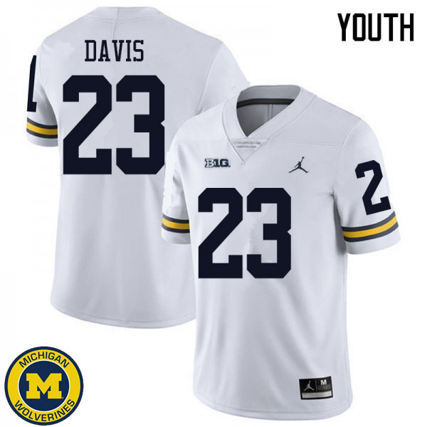 Youth Michigan Wolverines #23 Jared Davis White Jordan Brand Replica Jersey